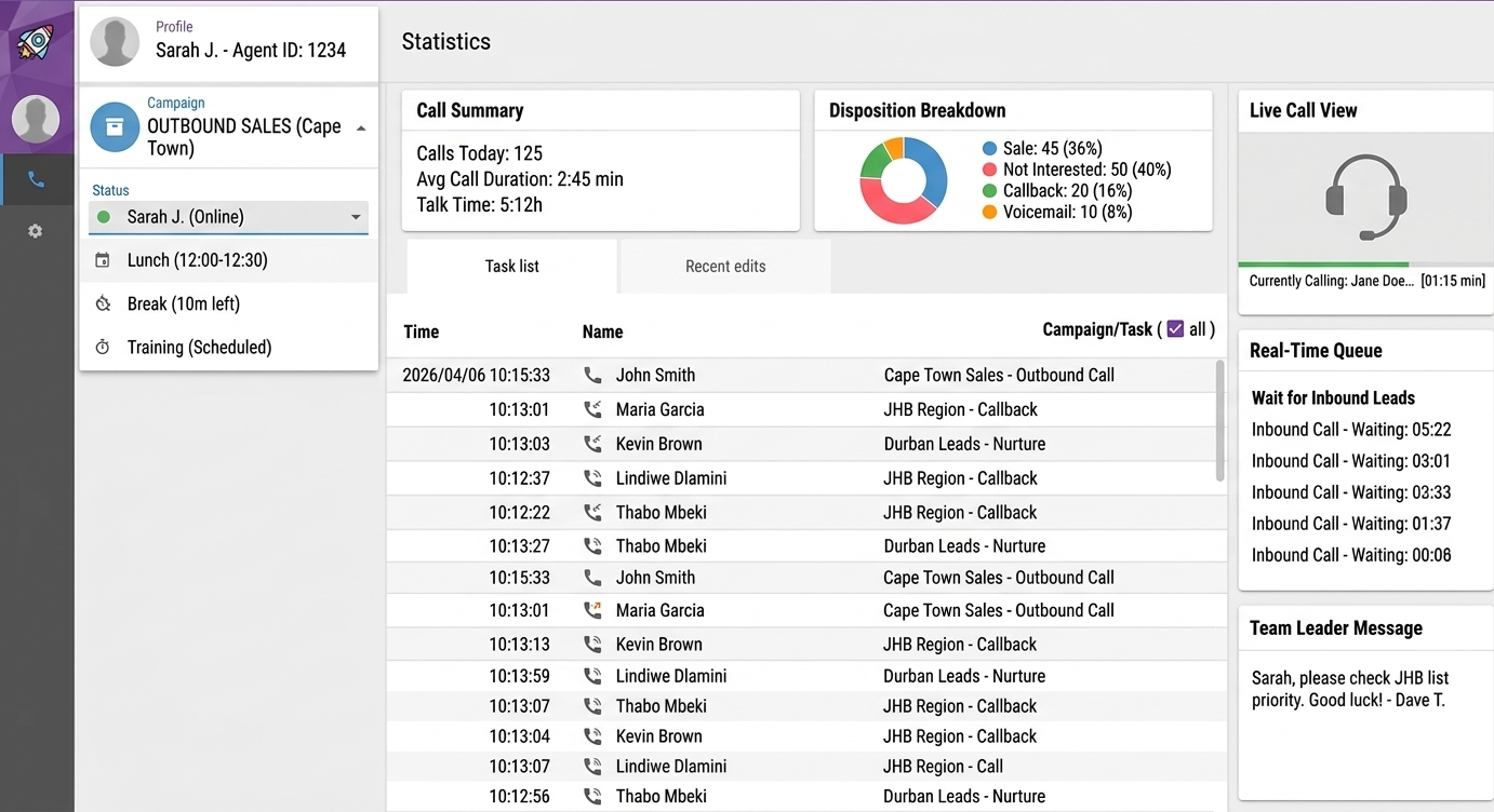 Ezi-Dialer agent dashboard
