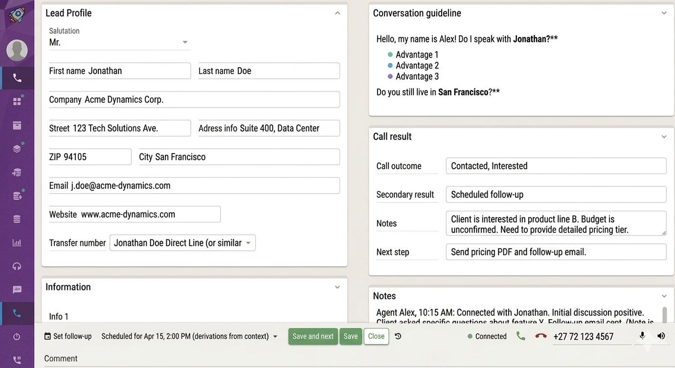 Ezi-Dialer call screen